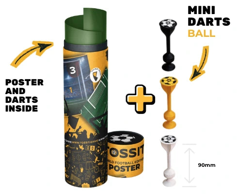 WORLD FOOTBALL EDITION TUBE BUNDLE: POSTER + 3 MINI DARTS (carton of 44)