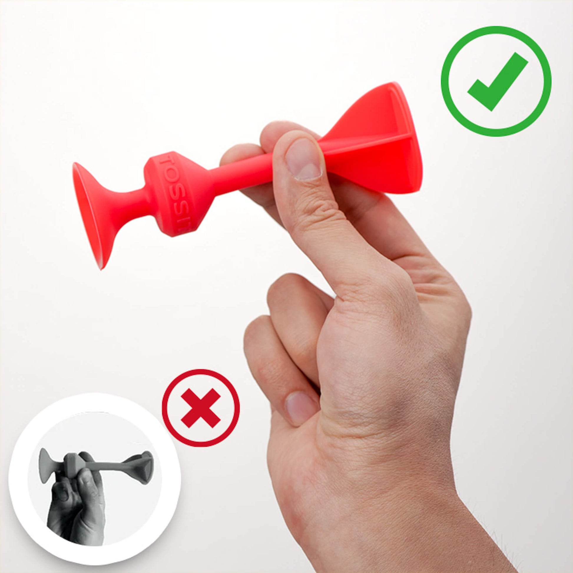Illustration of the correct way to throw a TOSSIT.