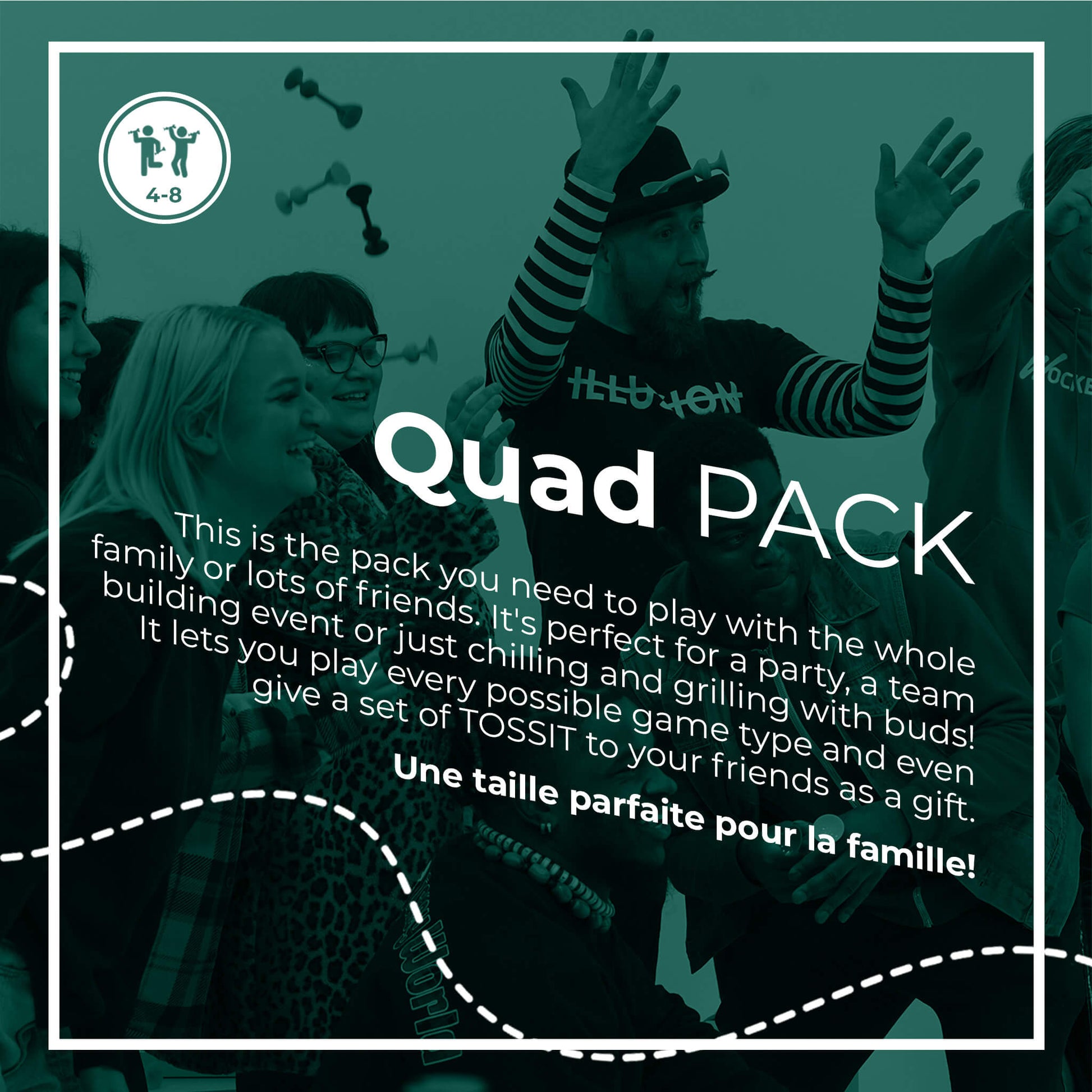 Tossit Quad pack is great for 8 players or as a gift.